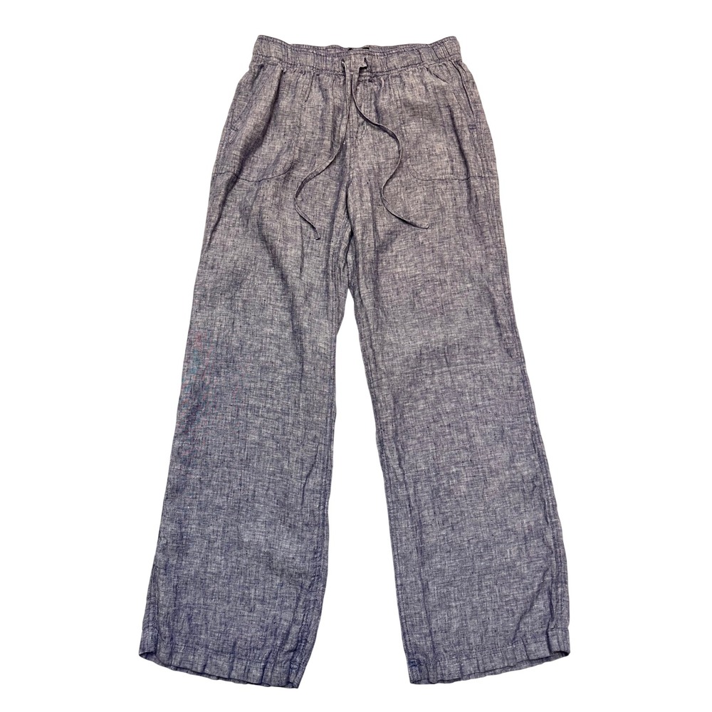 Jones & Co New York Blue 100% Linen Wide Leg Relaxed Drawstring Pants Size M